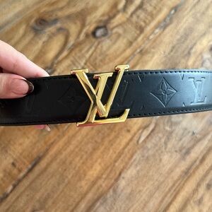 LV Black Leather Belt
